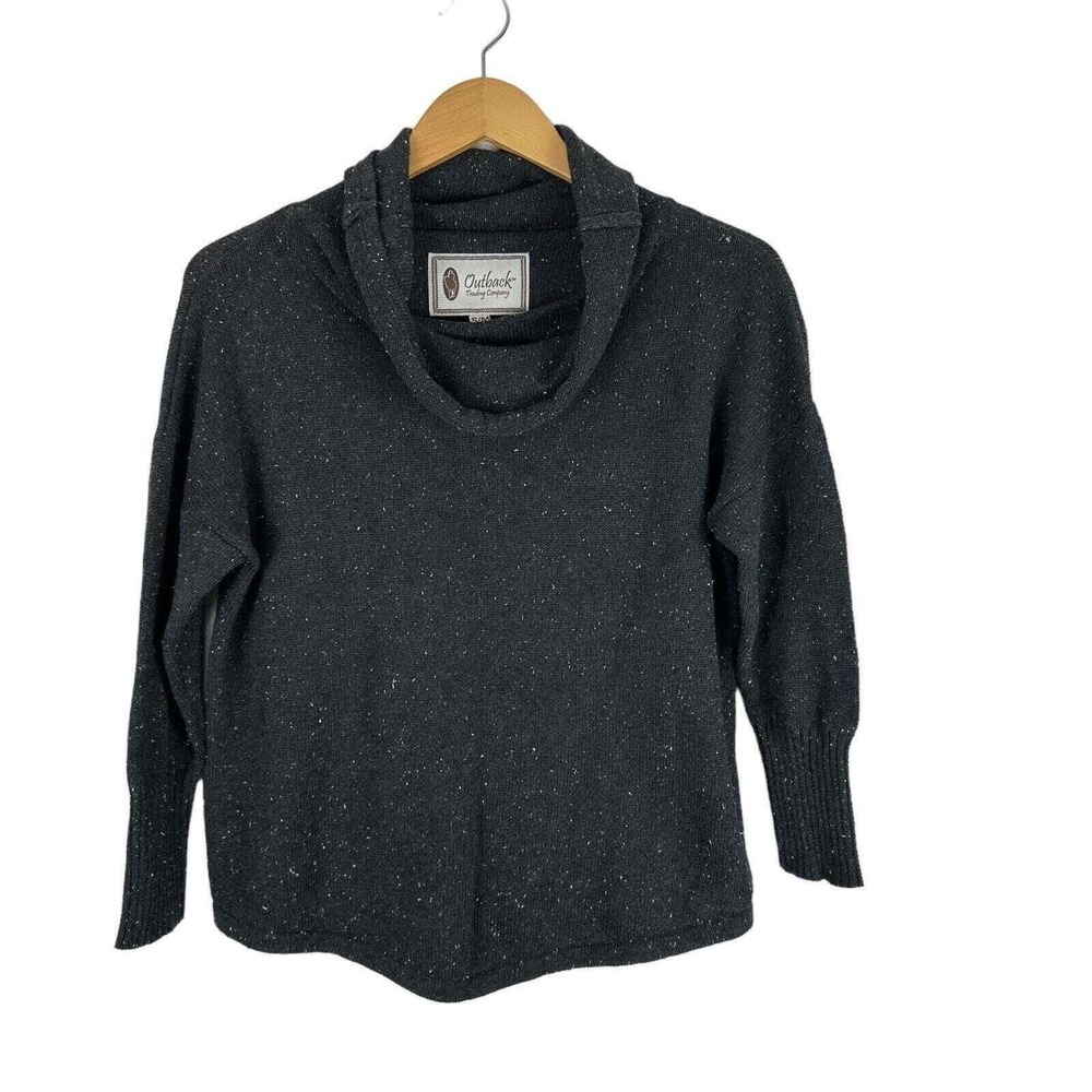 Outback Trading Company Cowl‎ Neck Sweater Womens Size S/M Gray Pullover Cassidy